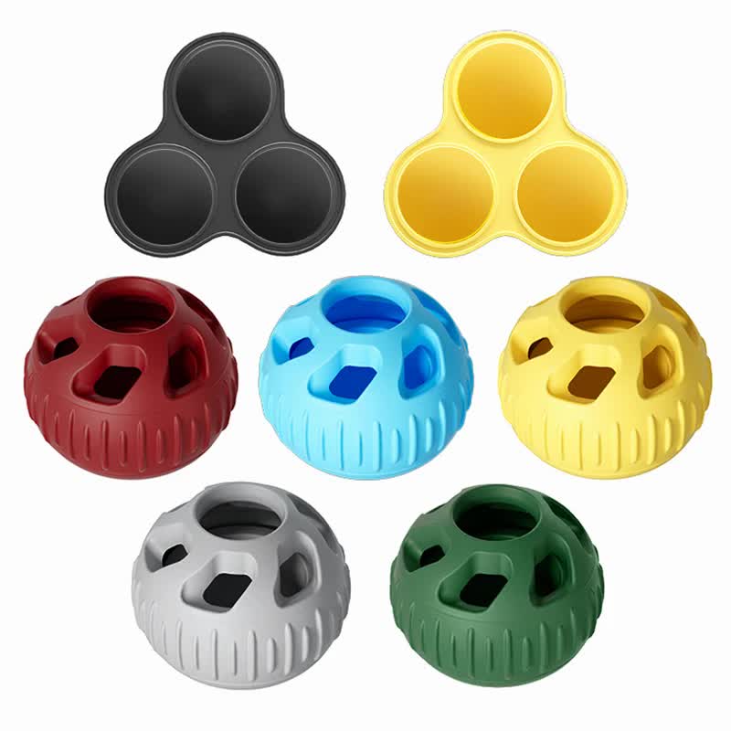 Grey Ball and Black Mold Pet Treat Dispensing Ball and Molding Set - Silicone Dog Chew Toy for Teeth Cleaning and Boredom Relief