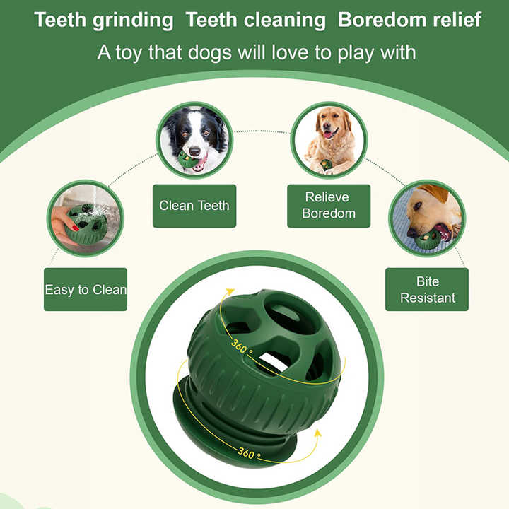 Grey Ball and Black Mold Pet Treat Dispensing Ball and Molding Set - Silicone Dog Chew Toy for Teeth Cleaning and Boredom Relief