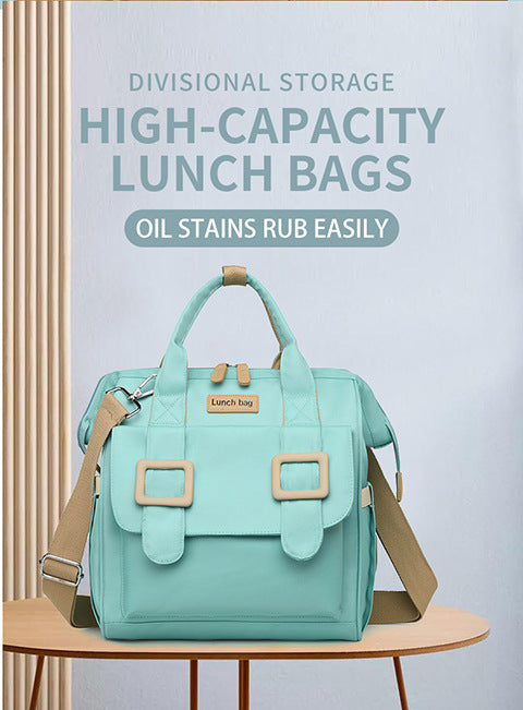 Blue Multifunctional Insulated Lunch Bag for Women - Waterproof, Lightweight, and Stylish for Picnics and Outings