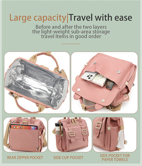 Blue Multifunctional Insulated Lunch Bag for Women - Waterproof, Lightweight, and Stylish for Picnics and Outings