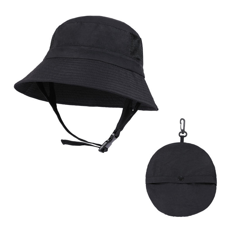 Black UV50+ Sun Protection Bucket Hat - Waterproof, Quick-Dry, Foldable Outdoor Fishing Hat for Men and Women
