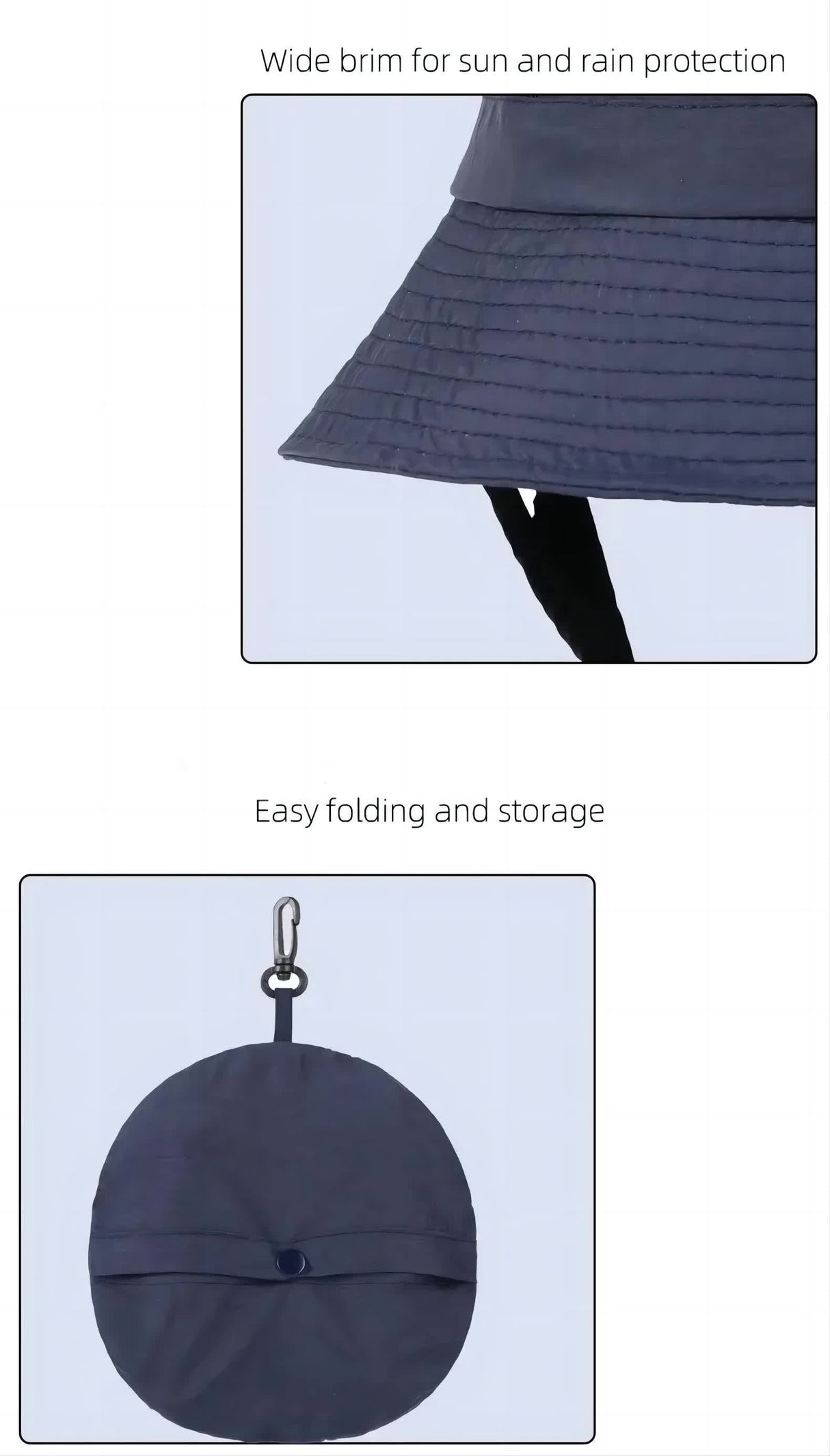 Dark Blue UV50+ Sun Protection Bucket Hat - Waterproof, Quick-Dry, Foldable Outdoor Fishing Hat for Men and Women