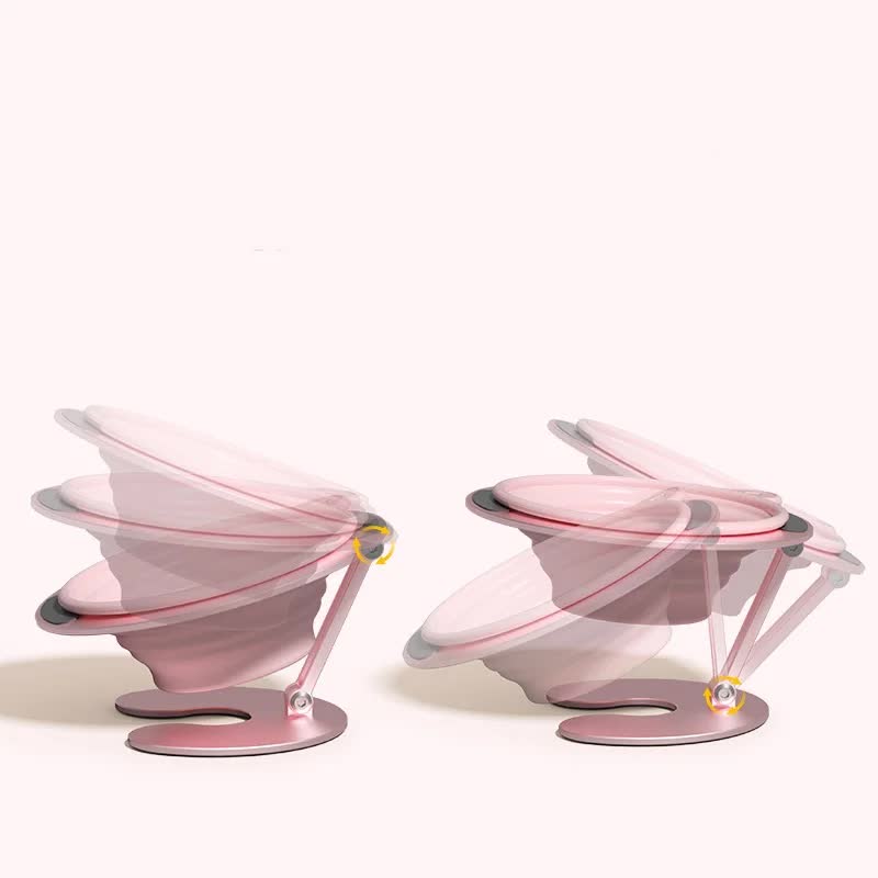Yellow Foldable Elevated Pet Bowl Set - Tilted Ergonomic Cat Feeder with Aluminum Stand & Silicone Bowl
