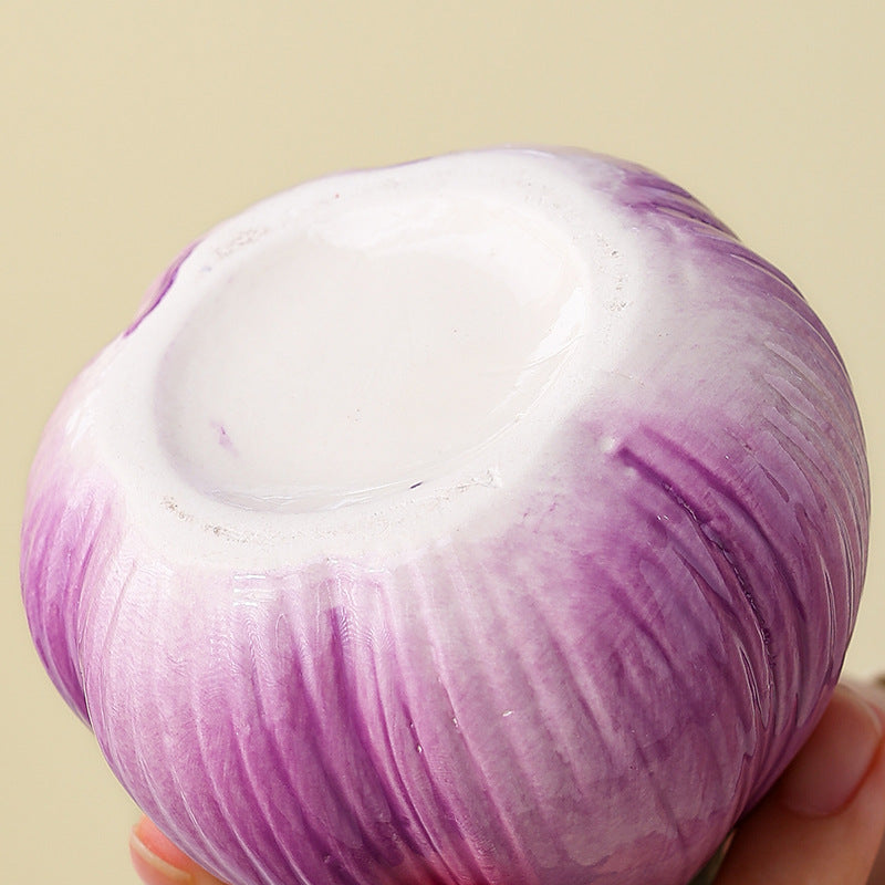 2 Pcs Creative Onion-Shaped Ceramic Vase for Hydroponic Plants - Cute INS Style Floral Decor for Living Room or Office(1 purple + 1 white)