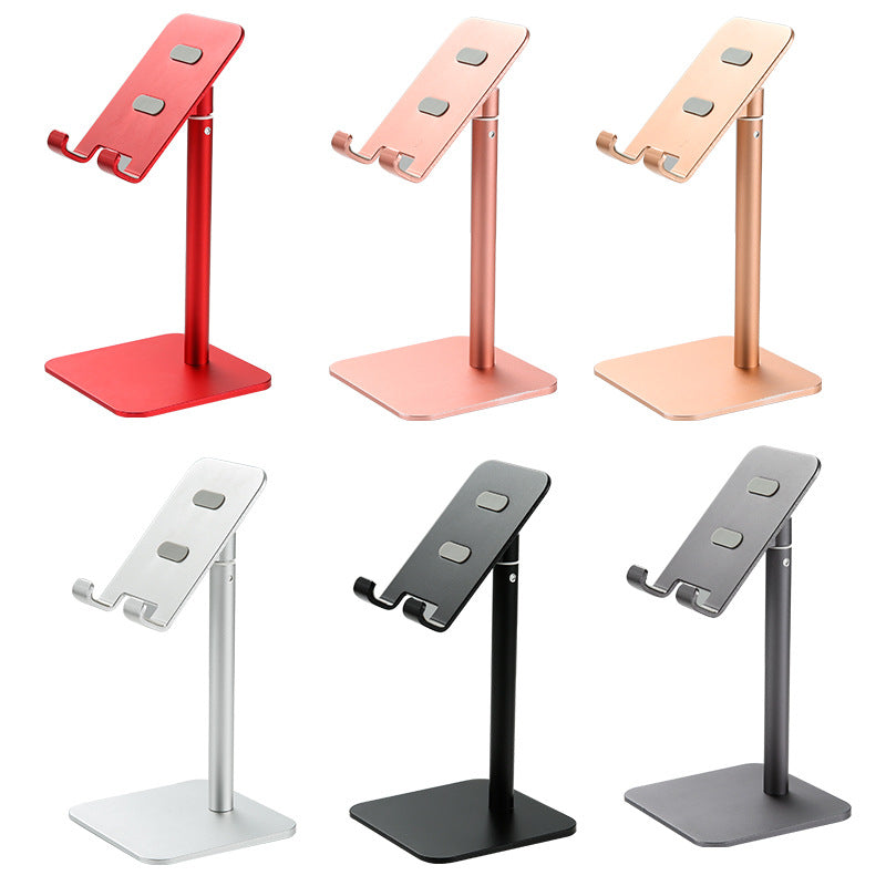 Grey Adjustable Aluminum Alloy Phone and Tablet Stand - Telescopic Desktop Holder for Live Streaming and Hands-Free Use