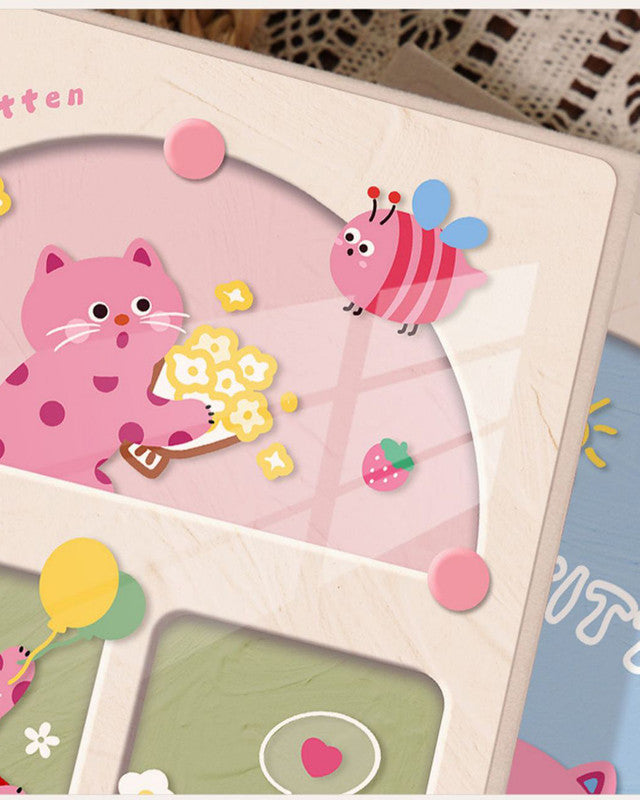 Cover 1 Colorful 7-Inch 100-Photo Cartoon Cat Album - Large Capacity Family Photo Storage Book with Suede and Crystal Cover