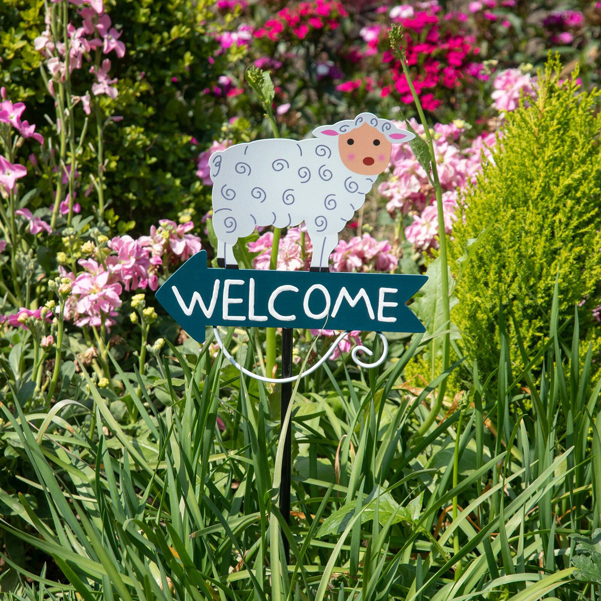 White Rabbit Pattern Charming Metal Garden Stakes | Welcome Yard & Lawn Decor