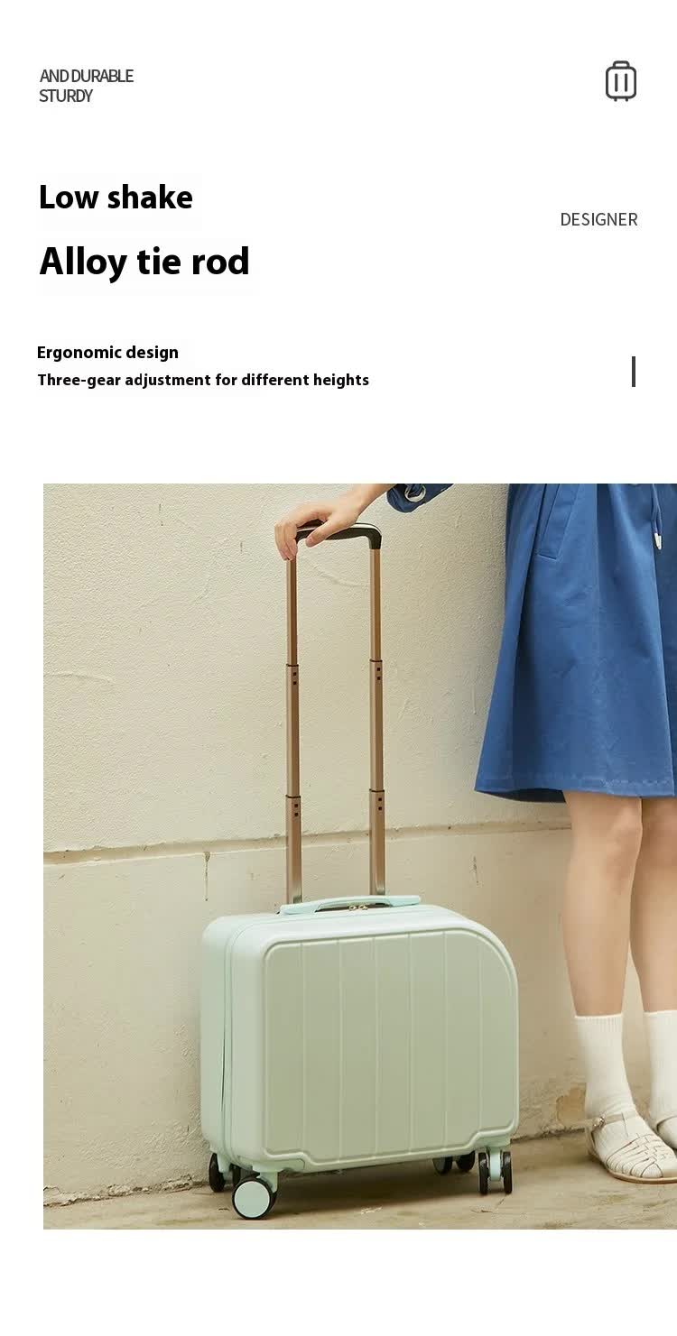 Beige Compact 18-Inch Carry-On Suitcase | Lightweight ABS Hardside Spinner Luggage