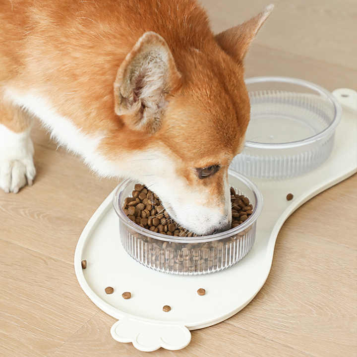 Blue Non-Slip Pet Feeding Mat - Waterproof Dog & Cat Food Bowl Placemat with Raised Edges