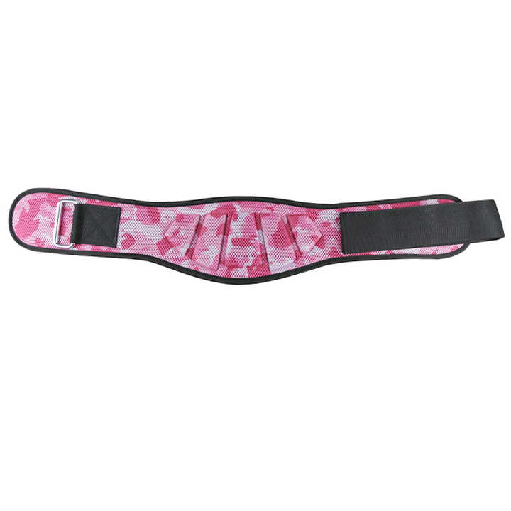 Size L Pink Camouflage Camo Weightlifting Belt - EVA Nylon Gym Belt for Squats, Deadlifts & Lumbar Support