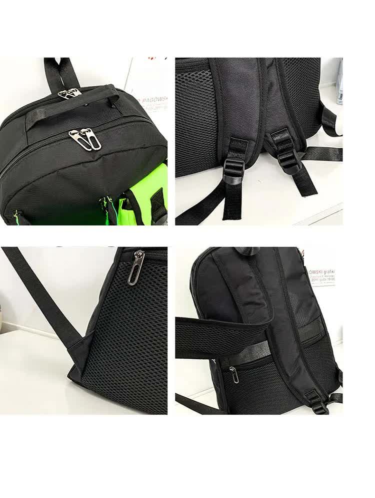 Orange And Grey Stylish Sports Backpack with Contrast Pockets - Unisex Gym Bag for Badminton & Tennis