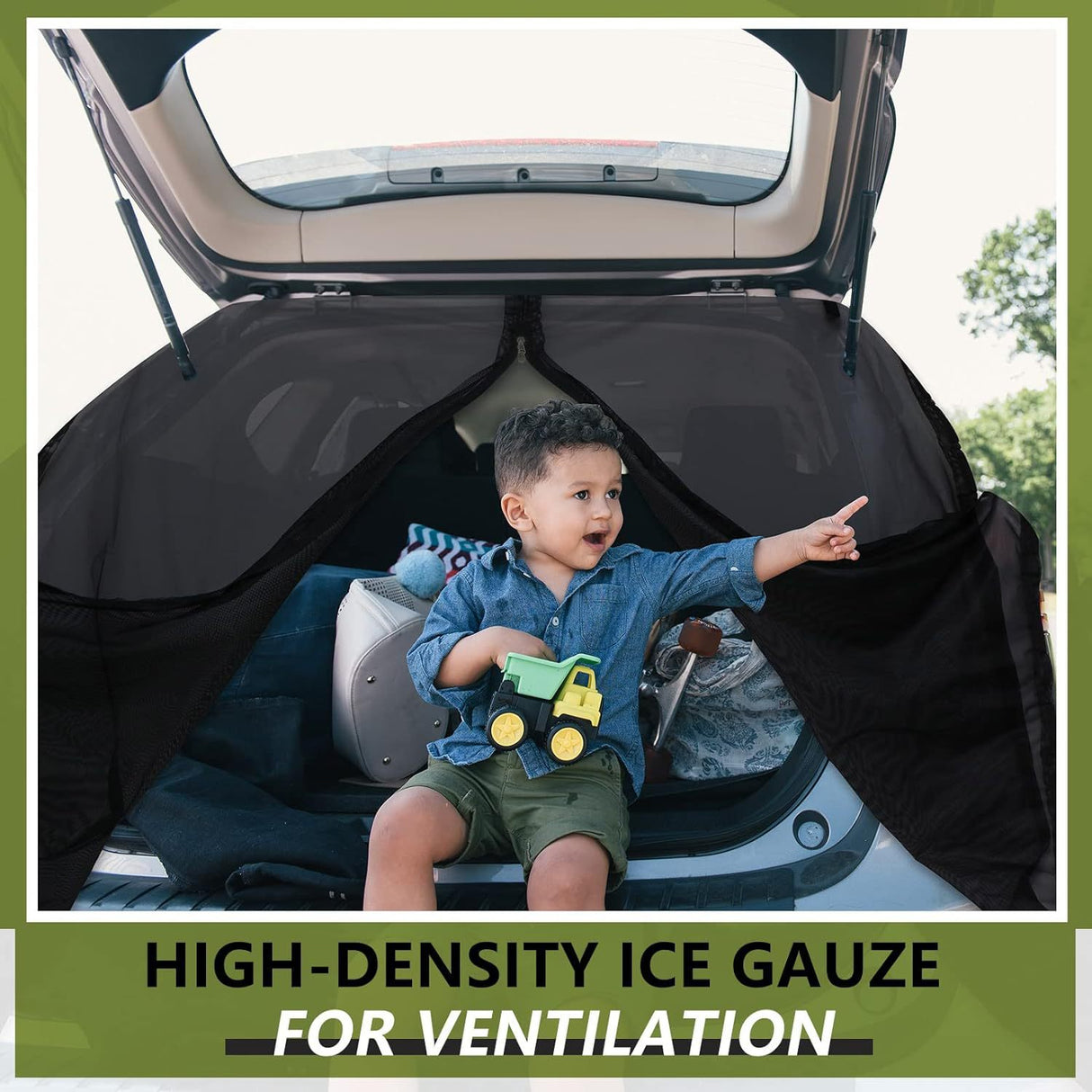 Size L Black Magnetic Car Window Sun Shade Screens & SUV Tailgate Mosquito Net Set - Breathable Bug Protection