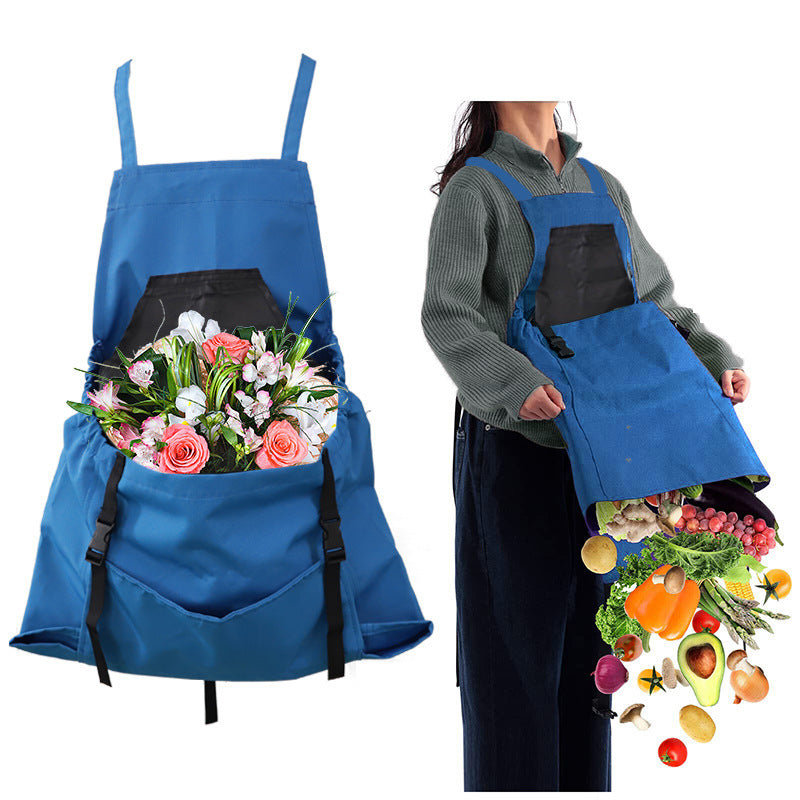Rose Red Garden Harvesting Apron - Waterproof Oxford Cloth with Quick Release Pouch
