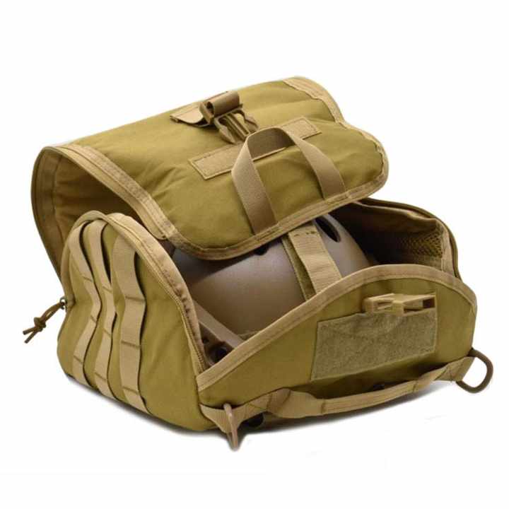 Khaki Tactical Helmet Bag & Utility Pouch - Padded MOLLE Gear Storage Carrier