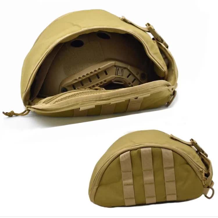 Camouflage Brown Tactical Helmet Bag & Utility Pouch - Padded MOLLE Gear Storage Carrier