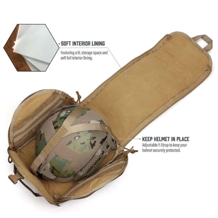 Camouflage Brown Tactical Helmet Bag & Utility Pouch - Padded MOLLE Gear Storage Carrier