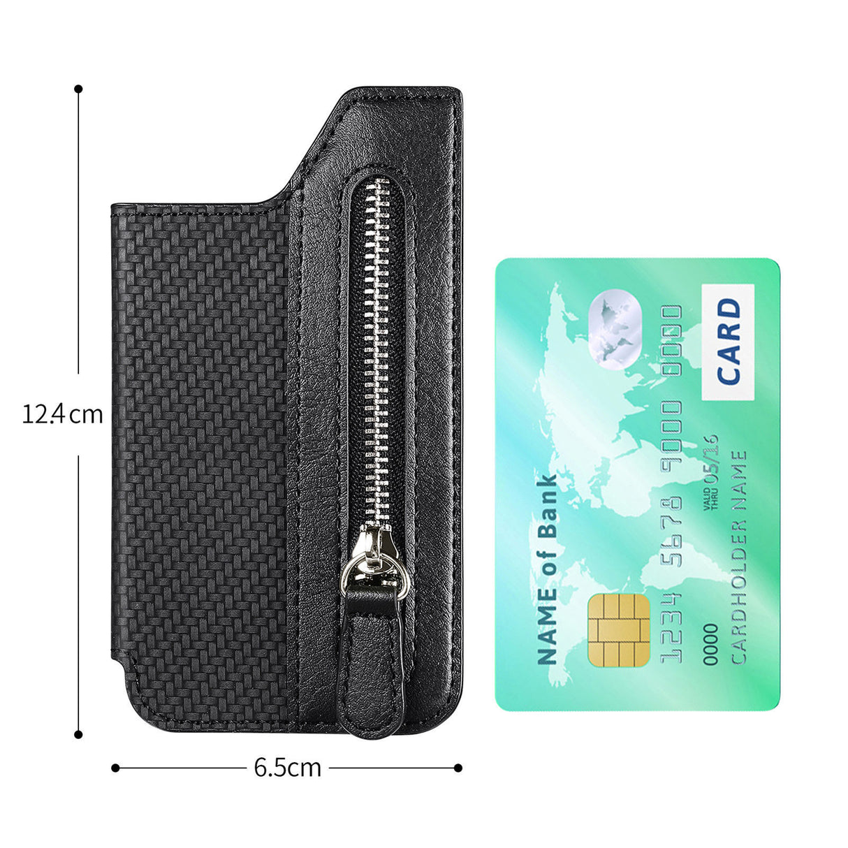 2 Pcs Green Multifunction Stick-On Phone Wallet - PU Leather Card Holder with Zipper & Flip Cover