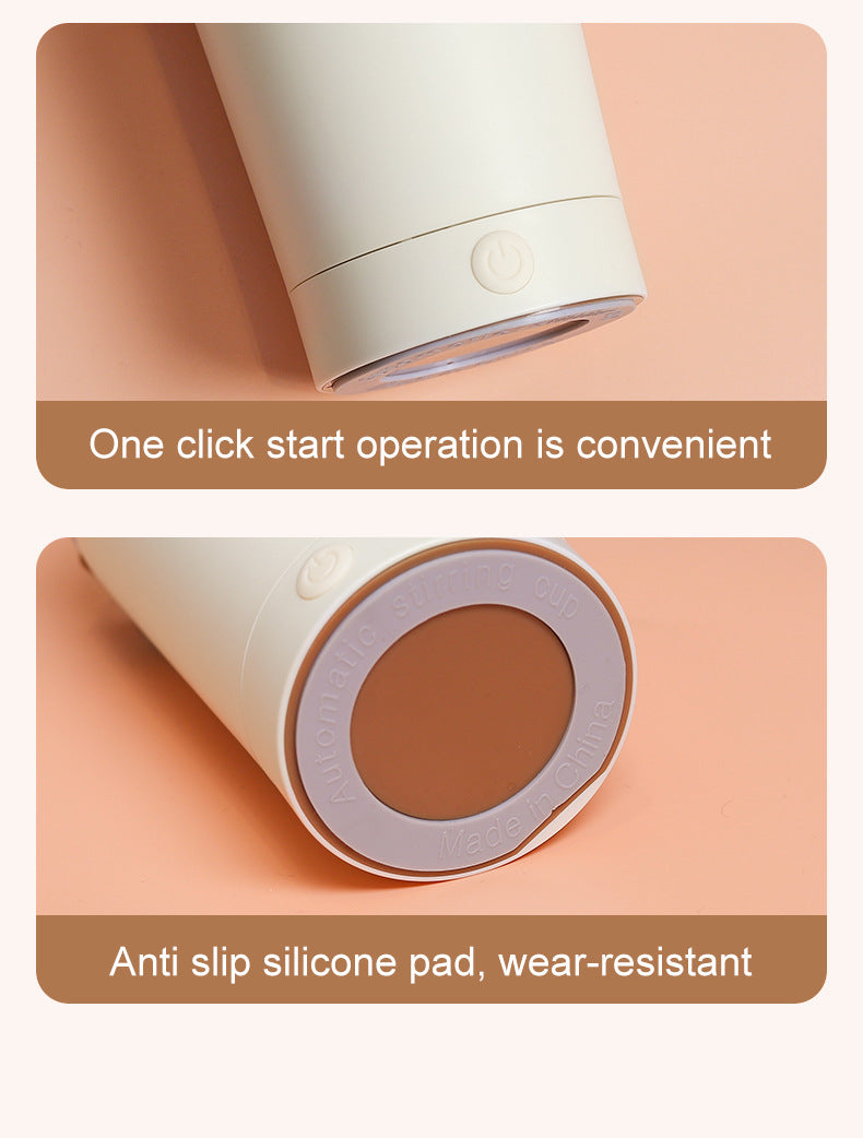 Pink 316 Stainless Steel Rechargeable Electric Self-Stirring Mug - 420ml Automatic Mixing Cup with M