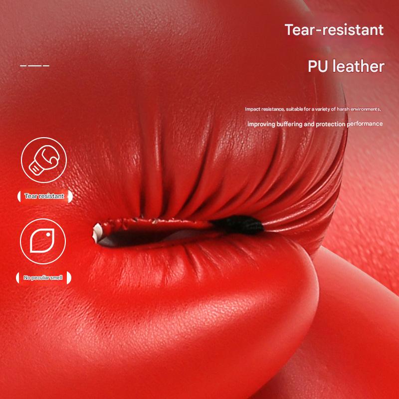 Black And Silver Durable 10oz PU Leather Boxing Gloves - Padded & Ventilated for Training