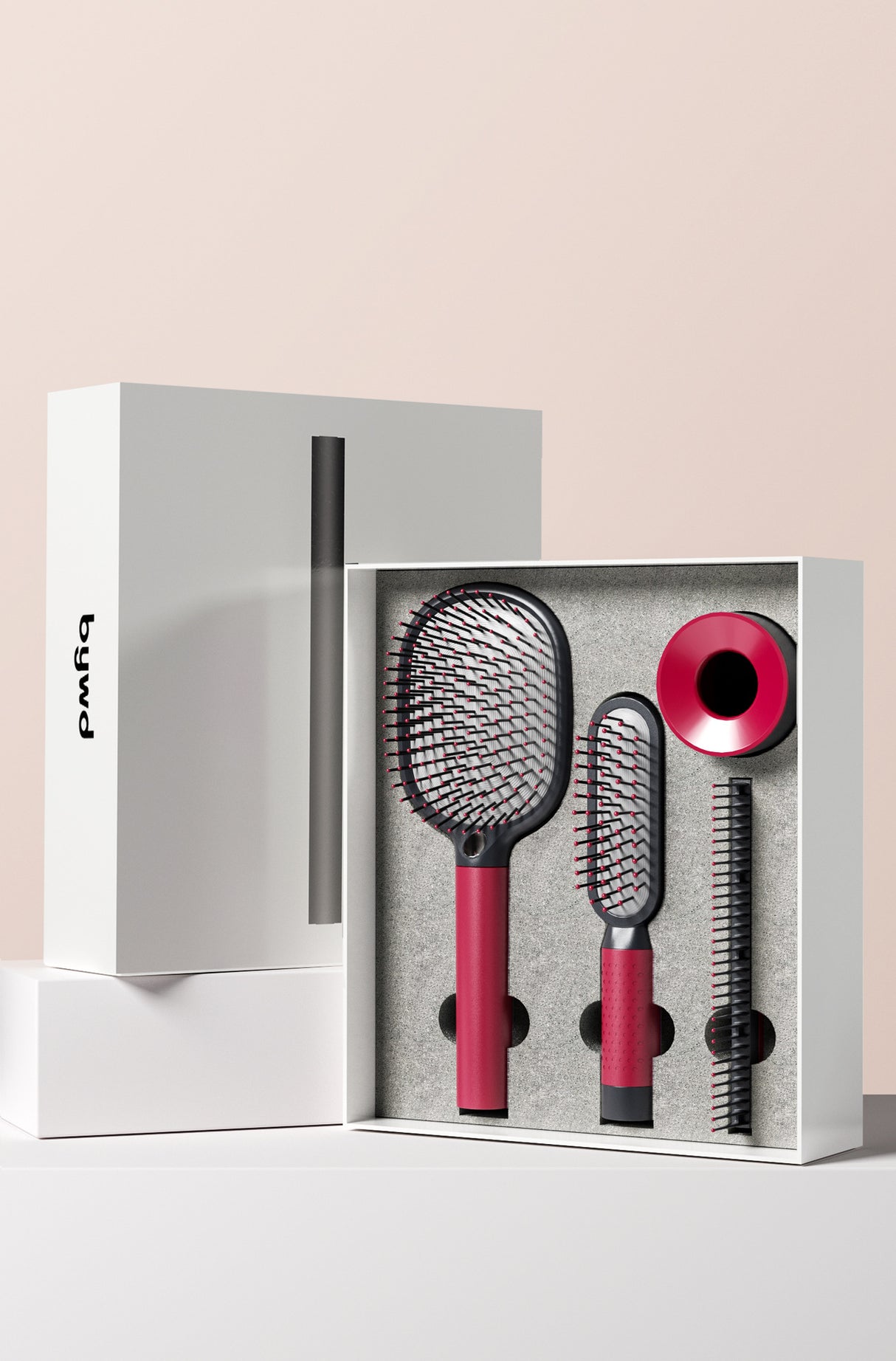 Red 4-Piece Set Women's Air Cushion Comb for Long Hair Anti-Static Detangling Massage Scalp Comb Portable Fluffy Styling Brush