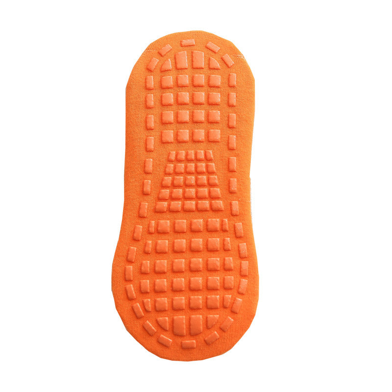 Ten Pairs Of Orange Kids Non-Slip Trampoline Socks for Playground Early Education and Yoga Unisex Anti-Skid Floor Socks for 1-5 Years