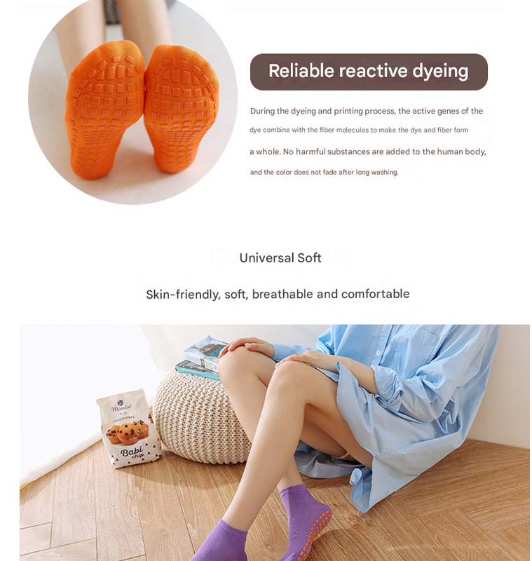 Ten Pairs Of Orange Kids Non-Slip Trampoline Socks  for Playground Early Education and Yoga Unisex Anti-Skid Floor Socks for 1-5 Years