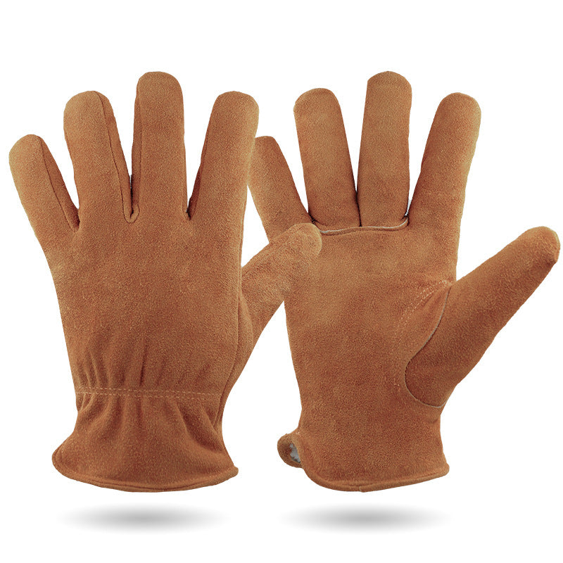 M Coffee Durable Cowhide Work Gloves - Insulated Windproof Anti-Slip for Outdoor Handling & Cycling