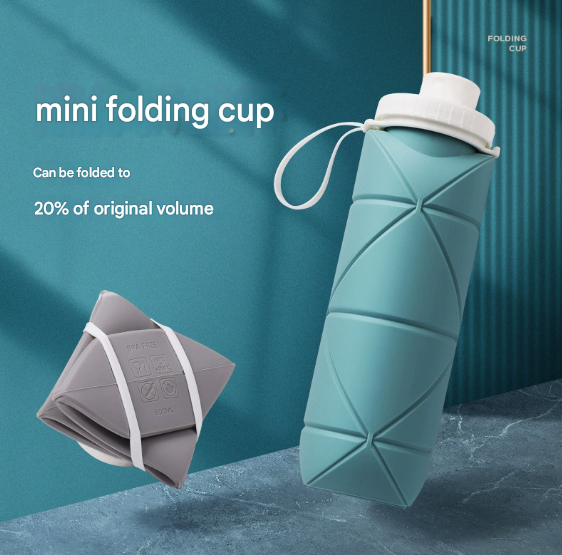 Blue-purple Portable Silicone Collapsible Water Bottle - Foldable Sports Cup for Cycling and Outdoor Fitness