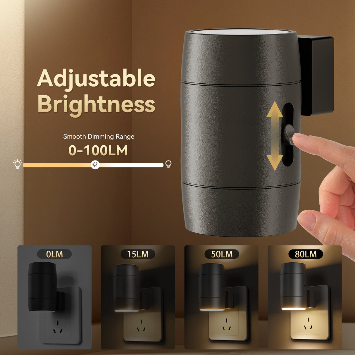 Adjustable Brightness Plug-In Night Light - Rotatable Motion Sensor Light for Hallway, Living Room, and Bedroom