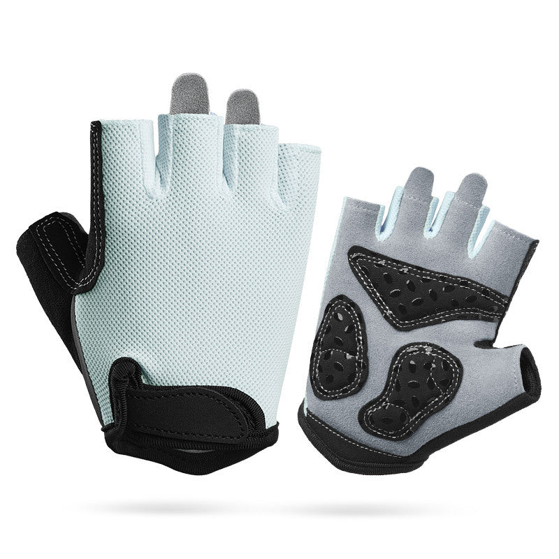 S Grey Children's Summer Cycling Gloves - Breathable Half-Finger Non-Slip Fitness Training Gloves for Weightlifting