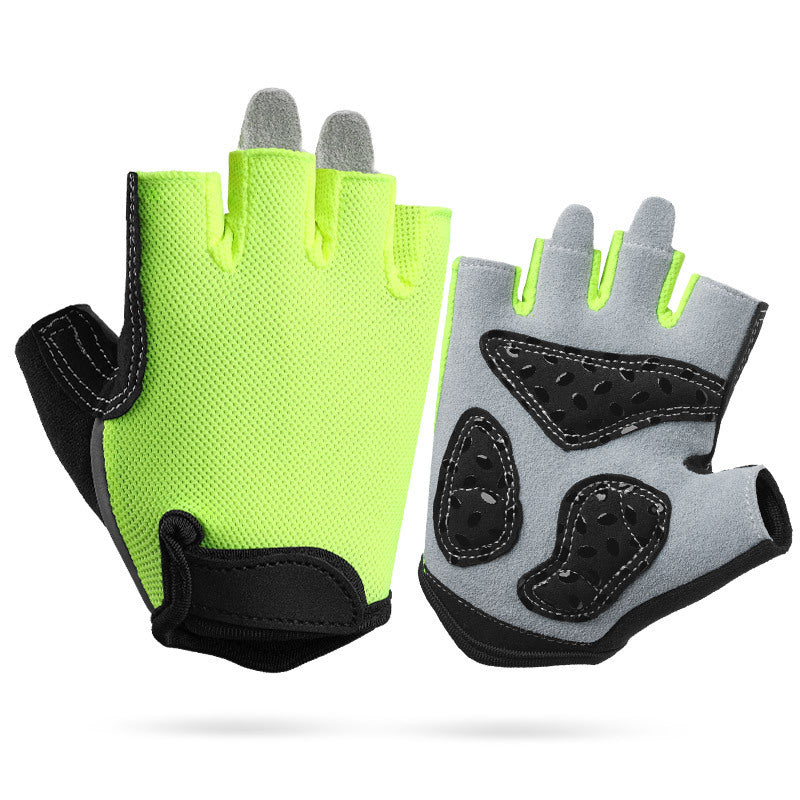 M Green Children's Summer Cycling Gloves - Breathable Half-Finger Non-Slip Fitness Training Gloves for Weightlifting