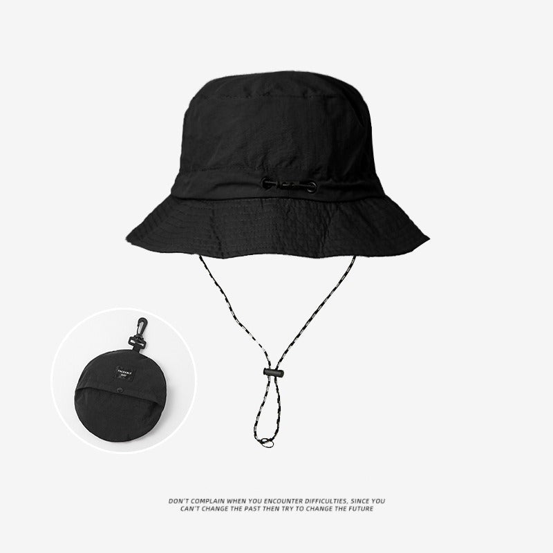 Black 2pcs Waterproof Bucket Hat - Foldable Outdoor Sun Hat - 55-59cm - with Chinstrap