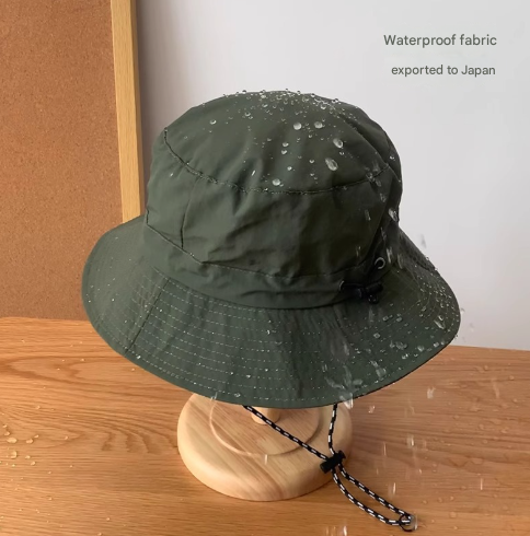 Khaki 2pcs Waterproof Bucket Hat - Foldable Outdoor Sun Hat - 55-59cm - with Chinstrap