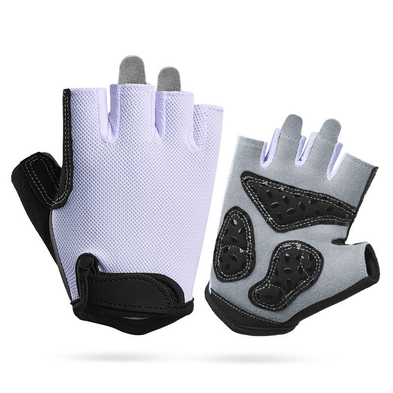 S Purple Children's Summer Cycling Gloves - Breathable Half-Finger Non-Slip Fitness Training Gloves for Weightlifting
