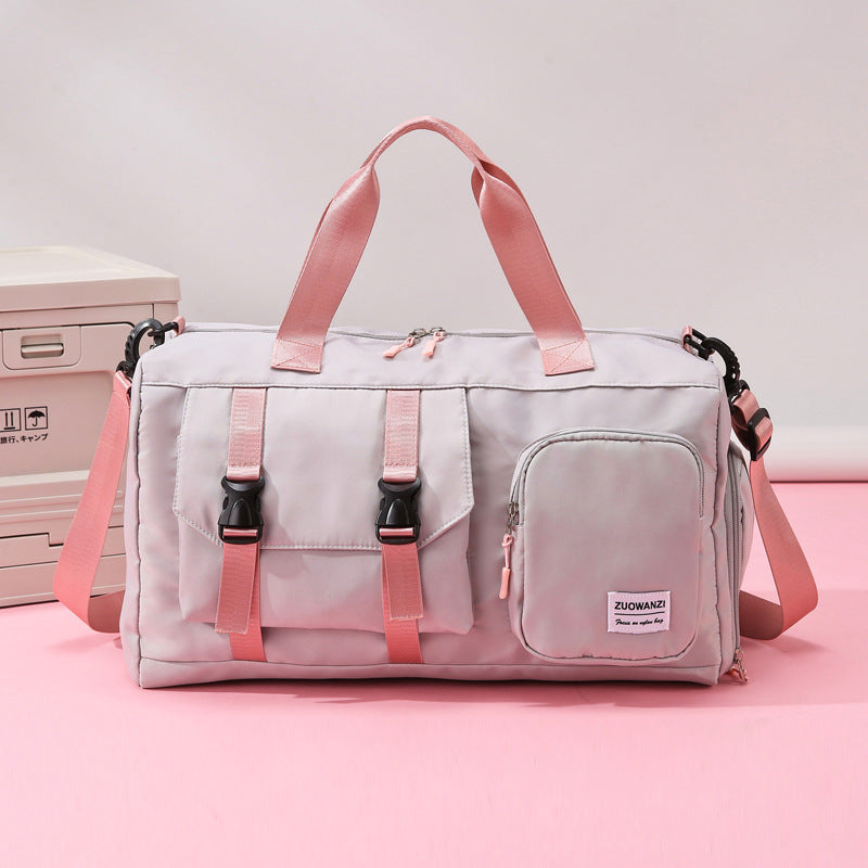 Grey-pink Holographic Gym Duffel Bag - Dry Wet Separation - Large Capacity