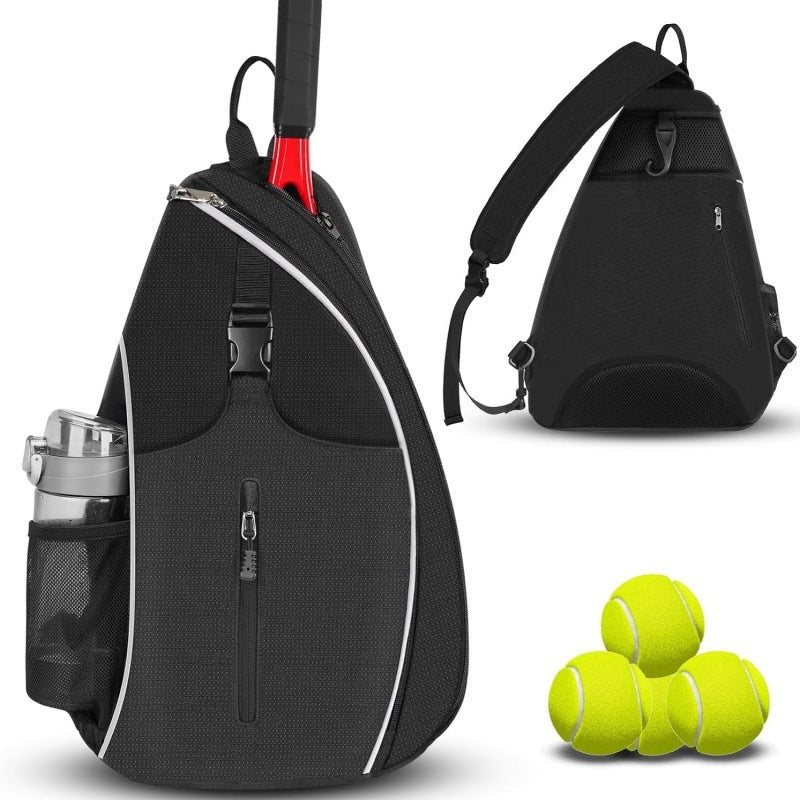 Black Badminton Tennis Backpack - Multi-Racket Sports Bag with Shoulder Strap (Fits 2 Midsize Racket
