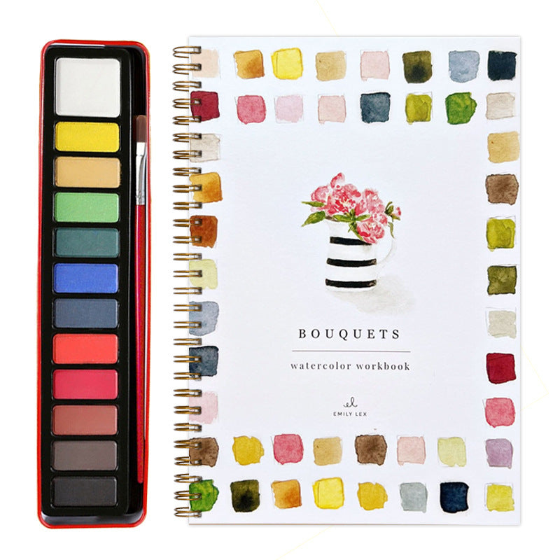 Bouquets 2-Pack Watercolor Painting Set - Premium Bird-Themed Coloring Books with Watercolor Paints (22.86x16.51cm) - Artist-Grade Workbook Kit