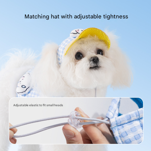 XL Brown Pet Sun Hat with Adjustable Strap + Leash & Harness 3-Piece Set - Breathable Summer Cap for Dogs & Cats with Ear Holes