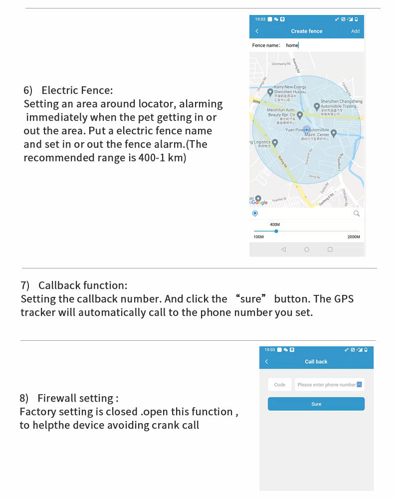 Blue Real-Time Pet GPS Tracker Locator - Magnetic Charging, Multi-Mode Positioning for Dogs & Cats