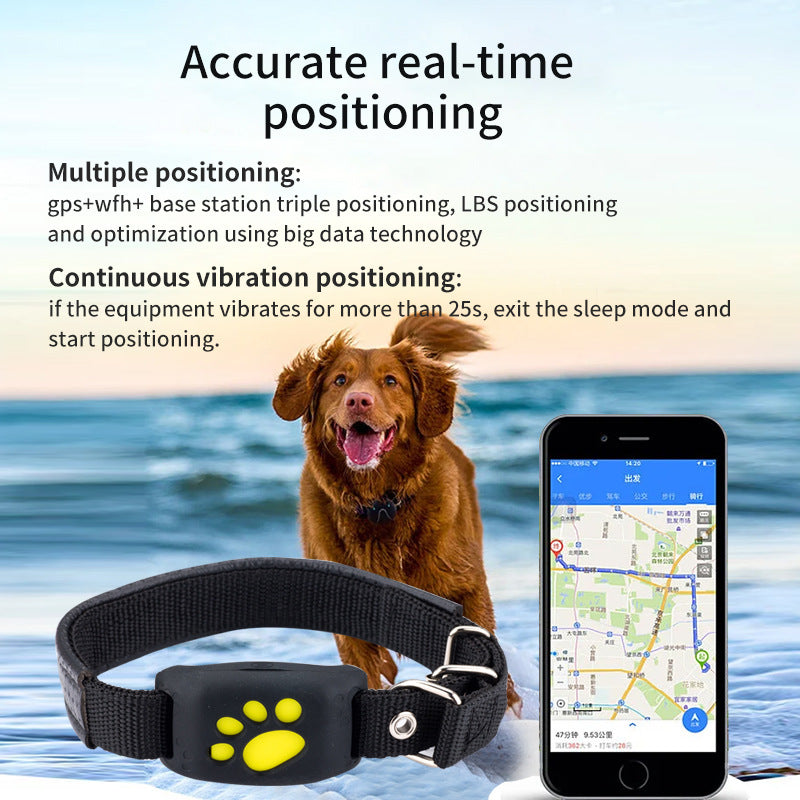Pink Real-Time Pet GPS Tracker Locator - Magnetic Charging, Multi-Mode Positioning for Dogs & Cats