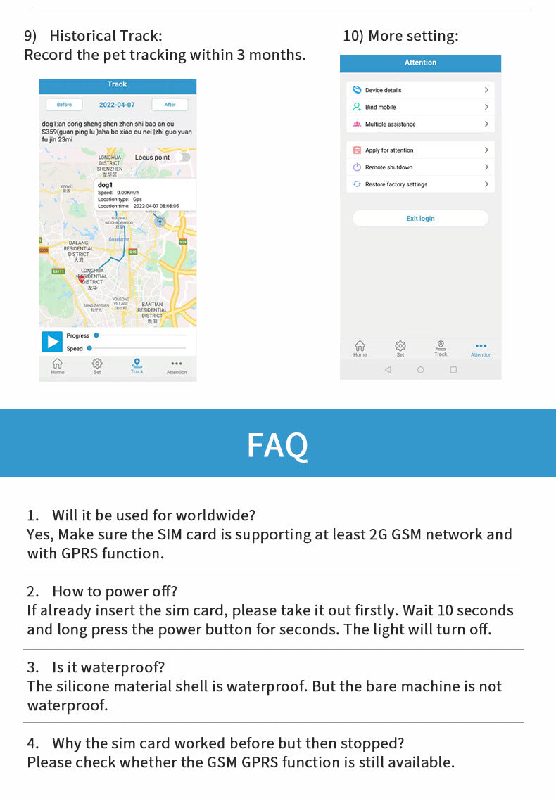 Pink Real-Time Pet GPS Tracker Locator - Magnetic Charging, Multi-Mode Positioning for Dogs & Cats