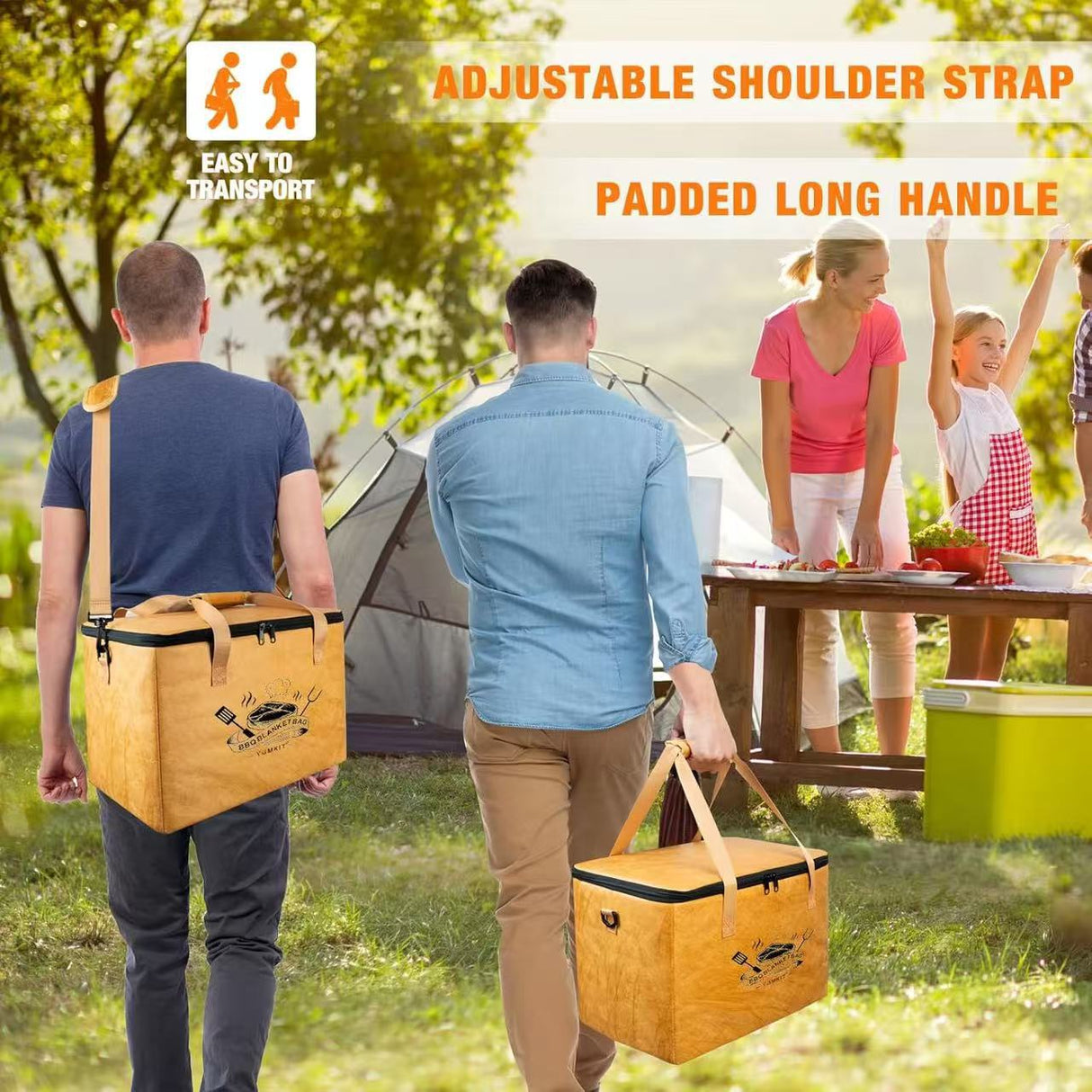 Large Reusable Insulated BBQ Bag - Thermal Meat & Food Carrier (40x25x25cm)