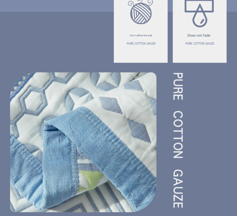 Orange Blue Premium 6-Layer Cotton Gauze Pillowcase Pair - Ultra Soft & Breathable (56x80cm)