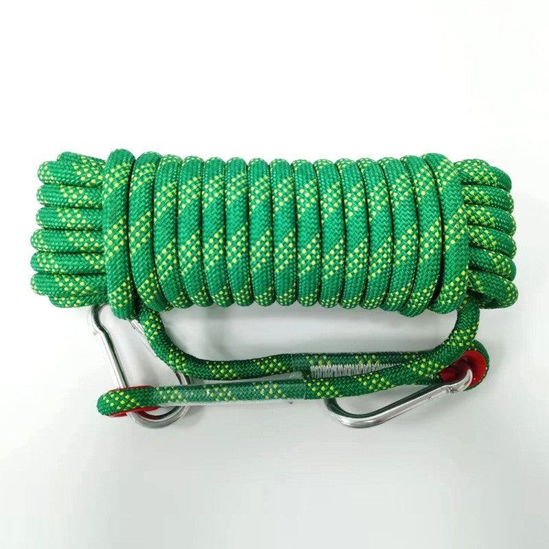 Green Polyester (for home use) Without Wire Core Heavy Duty Adjustable Clothesline Set (2 Pack) - 15 Steel Wire Core Nylon Rope with Hooks for Outdoor