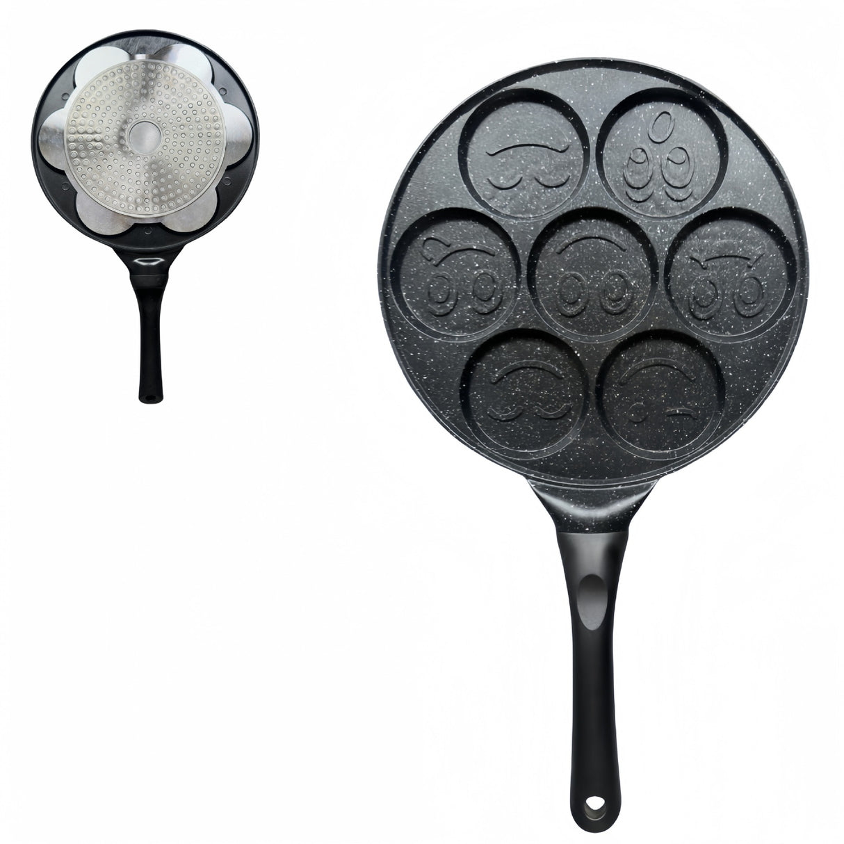 Black Smiley Versatile Non-Stick Frying Pan (27cm) - Induction Ready Skillet for Everyday Cooking