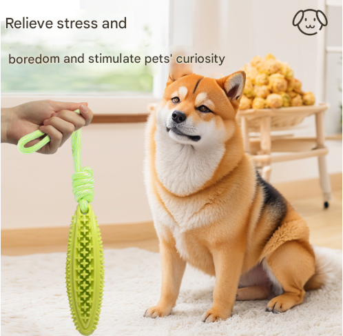 Green Star Long Olive Durable Cotton Rope Dog Toy Set (2-Pack) - Chew, Tug & Treat Dispensing Ball for Dental Health