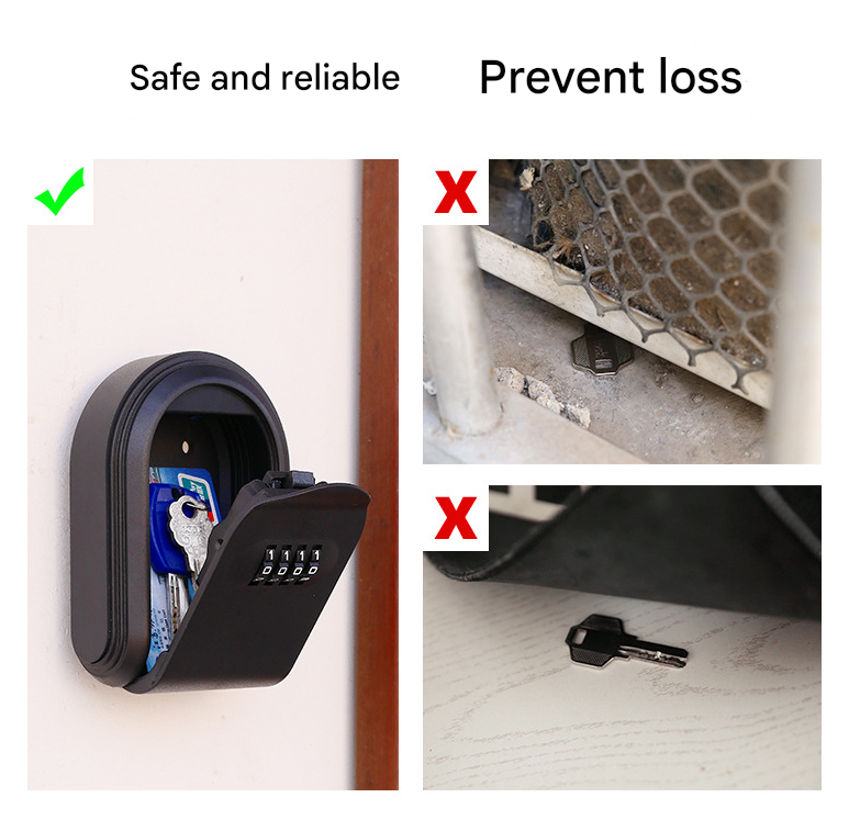 Red 3PCS Wall Mount Plastic Combination Key Lock Box - Secure Key Safe Storage Box
