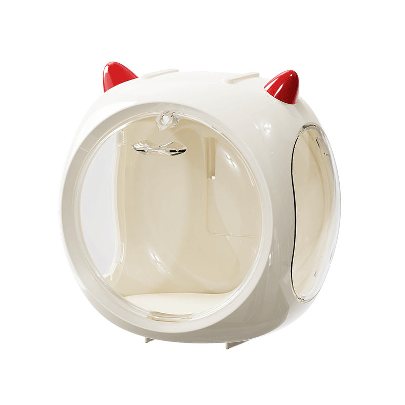 2PCS Beige Cute Magnetic Display Case - Dustproof 'Space Capsule' Box for Figures & Collectibles