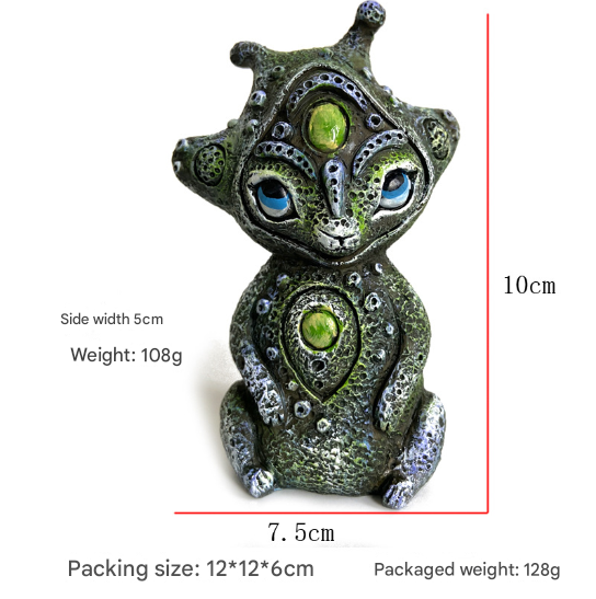 3PCS Four Eyes Fantasy Three-Eyed Alien Figurine Set - 3 Piece Resin Sculptures for Home & Garden Decor