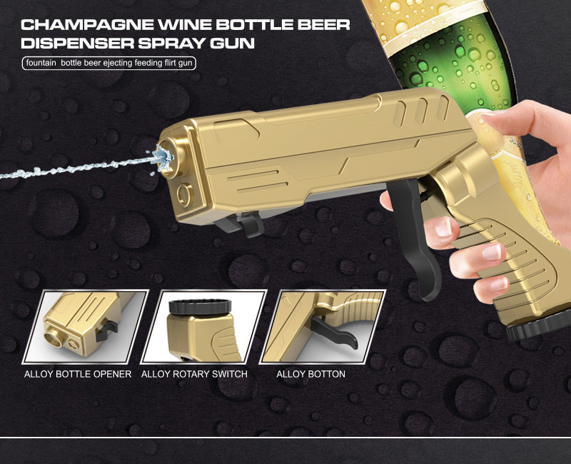 Gold Alloy Edition Champagne Gun Party Champagne Gun Sprayer - Novelty Beer Bottle Ejector & Stopper